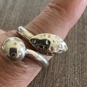 Peruvian Silver 950 Textured Hammered Adjustable Open-ended Ring New size 8